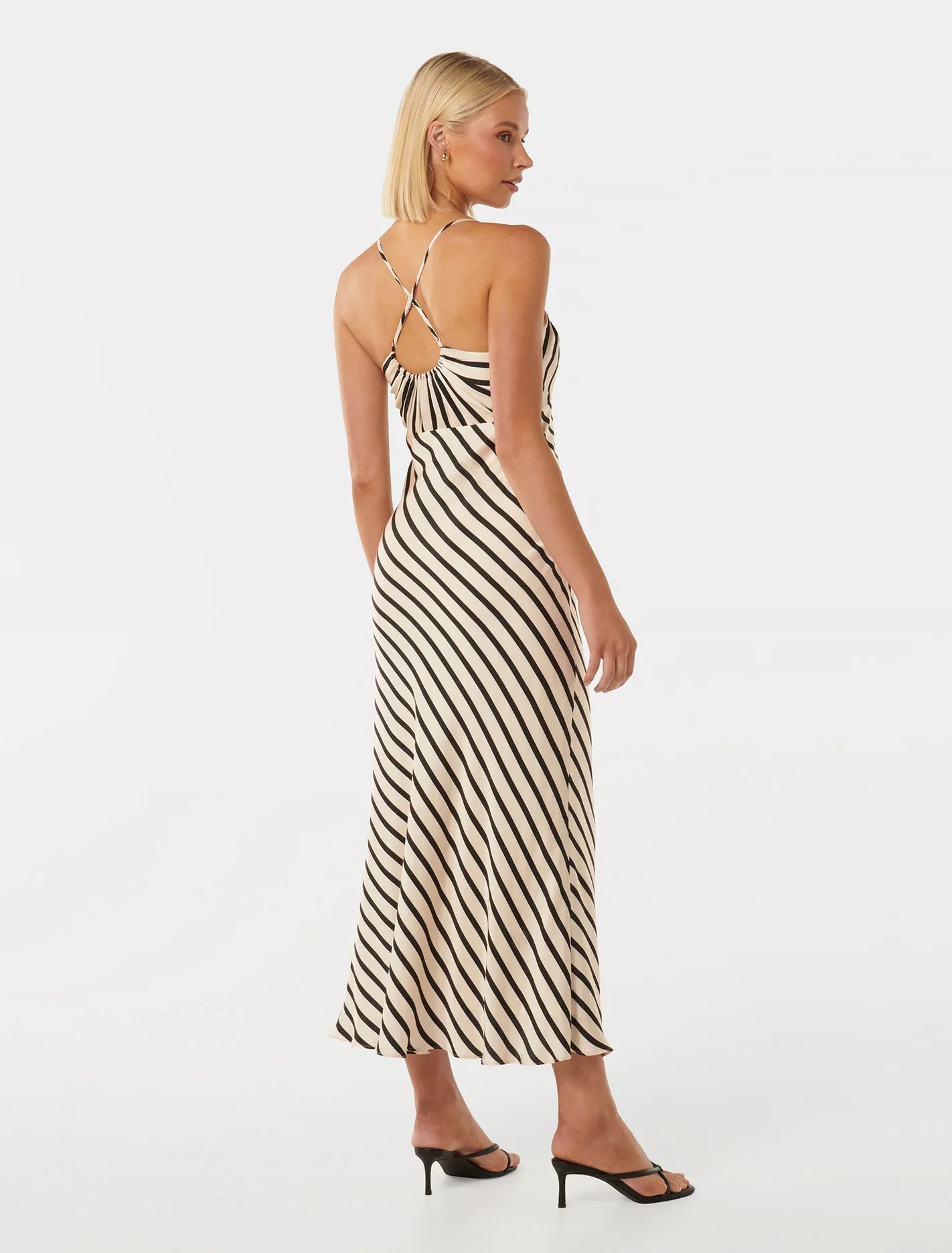 Abby Satin Stripe Midi Dress