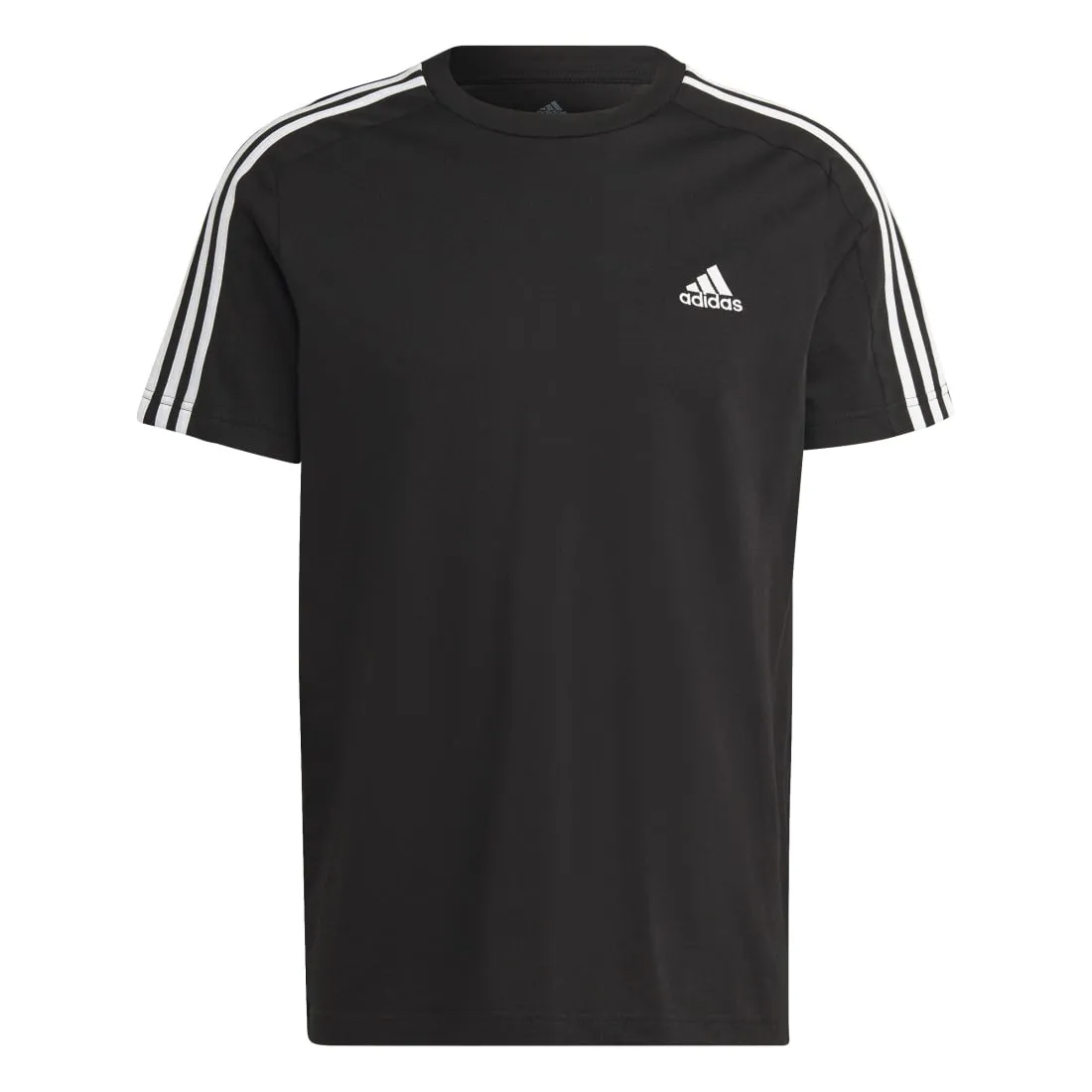 ADIDAS ESSENTIALS SINGLE JERSEY 3-STRIPES MEN'S TEES BLACK