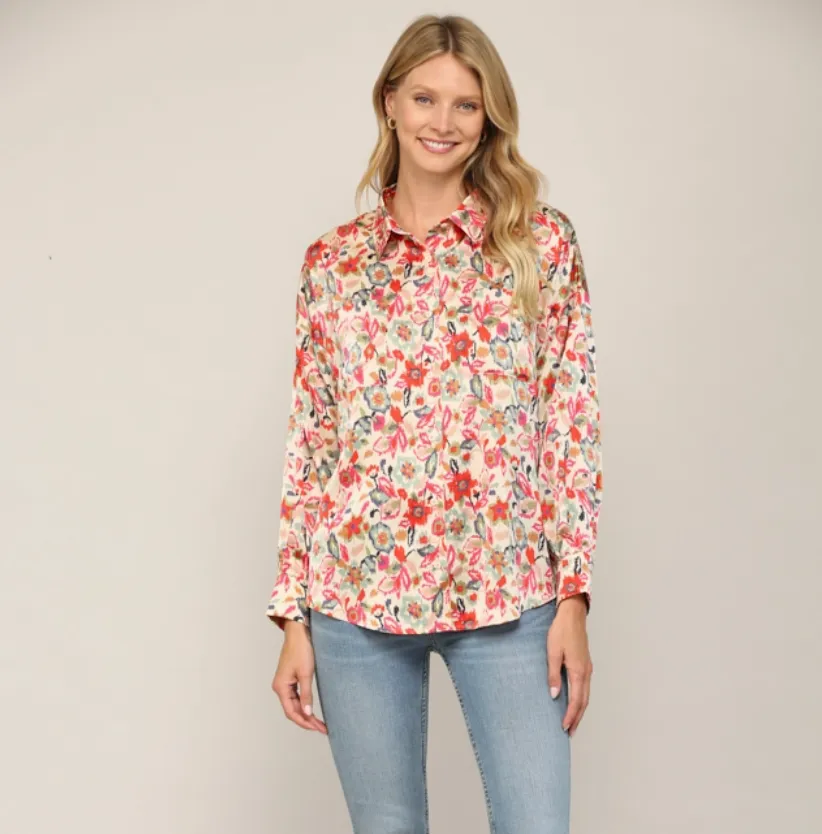 Ally Abstract Print Button Down Shirt