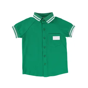 BACE COLLECTION GREEN PIQUE BUTTON DOWN TOP [Final Sale]