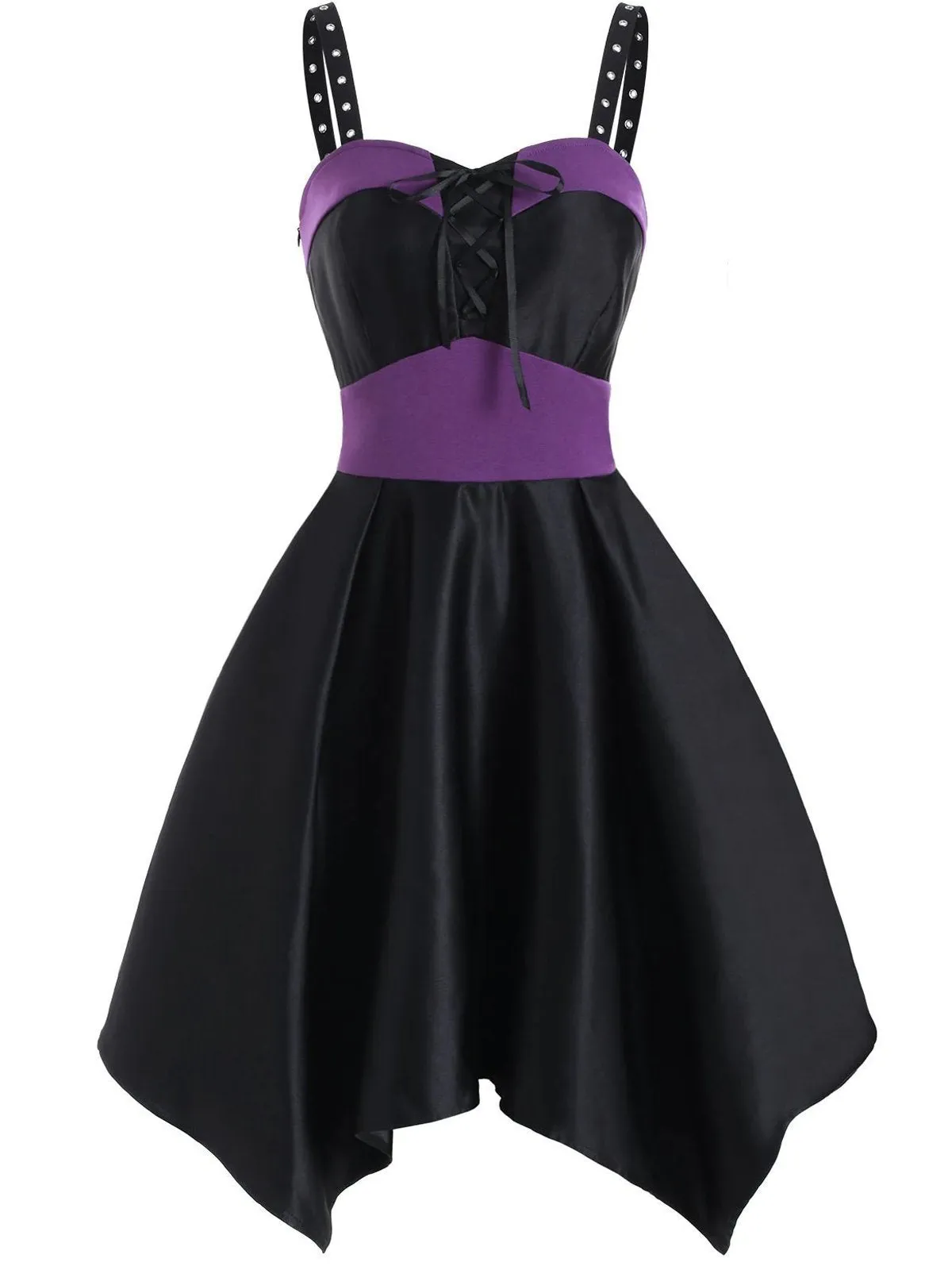 Black 1950s Gothic Asymmetrical Dress