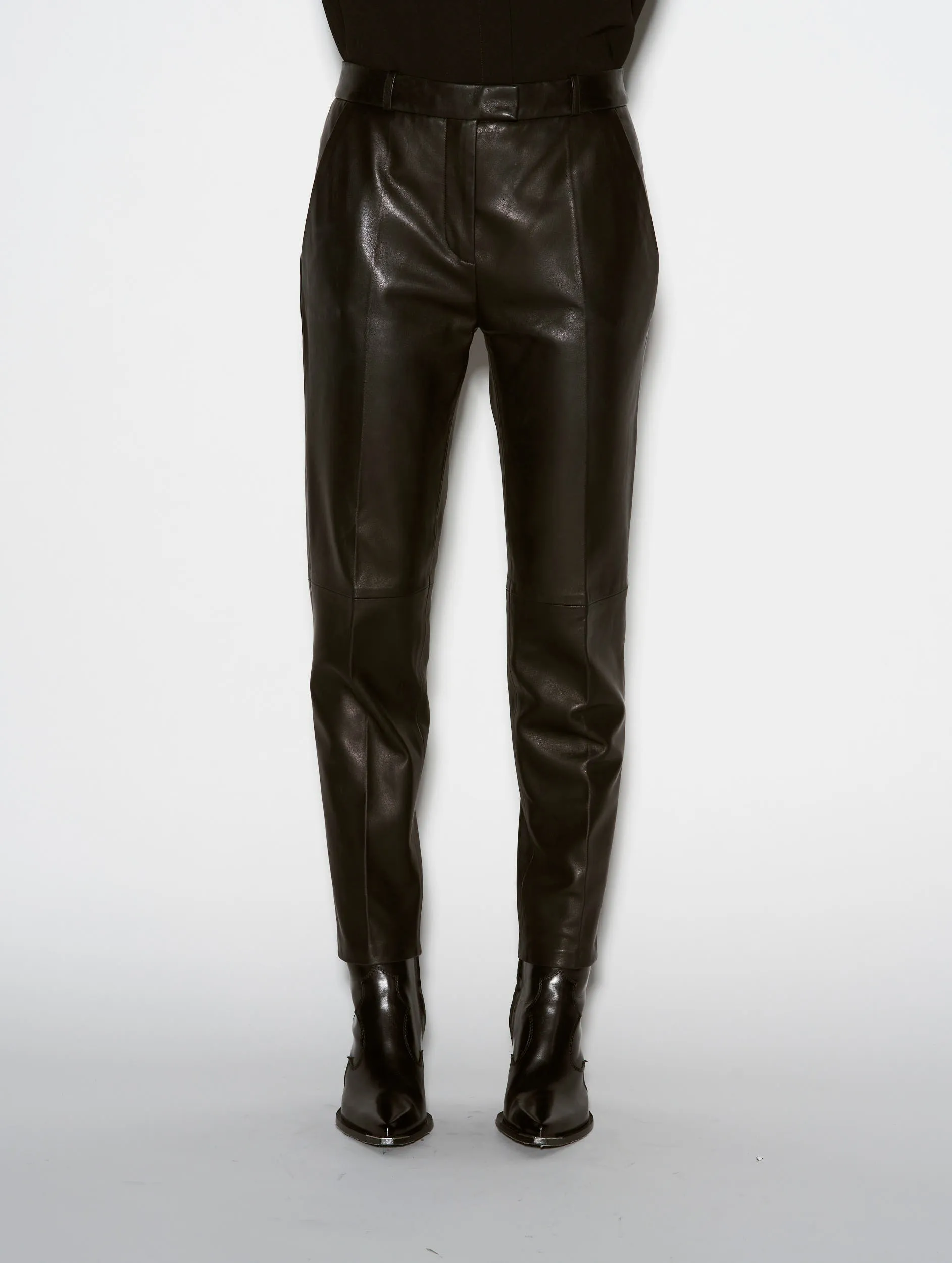 Black plongé leather Roxy trousers