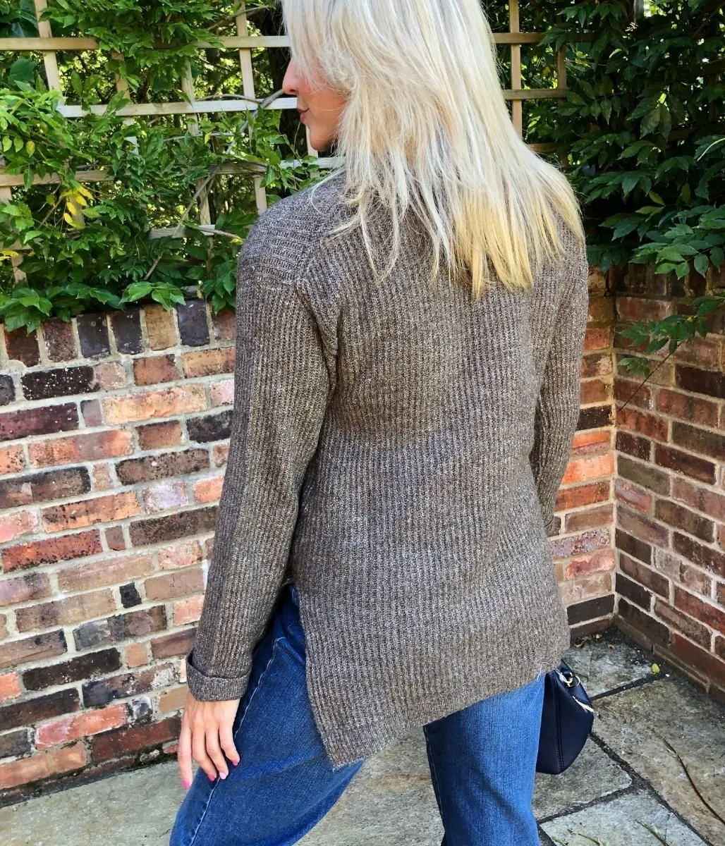 Brown Ribbed Pocket Cardigan