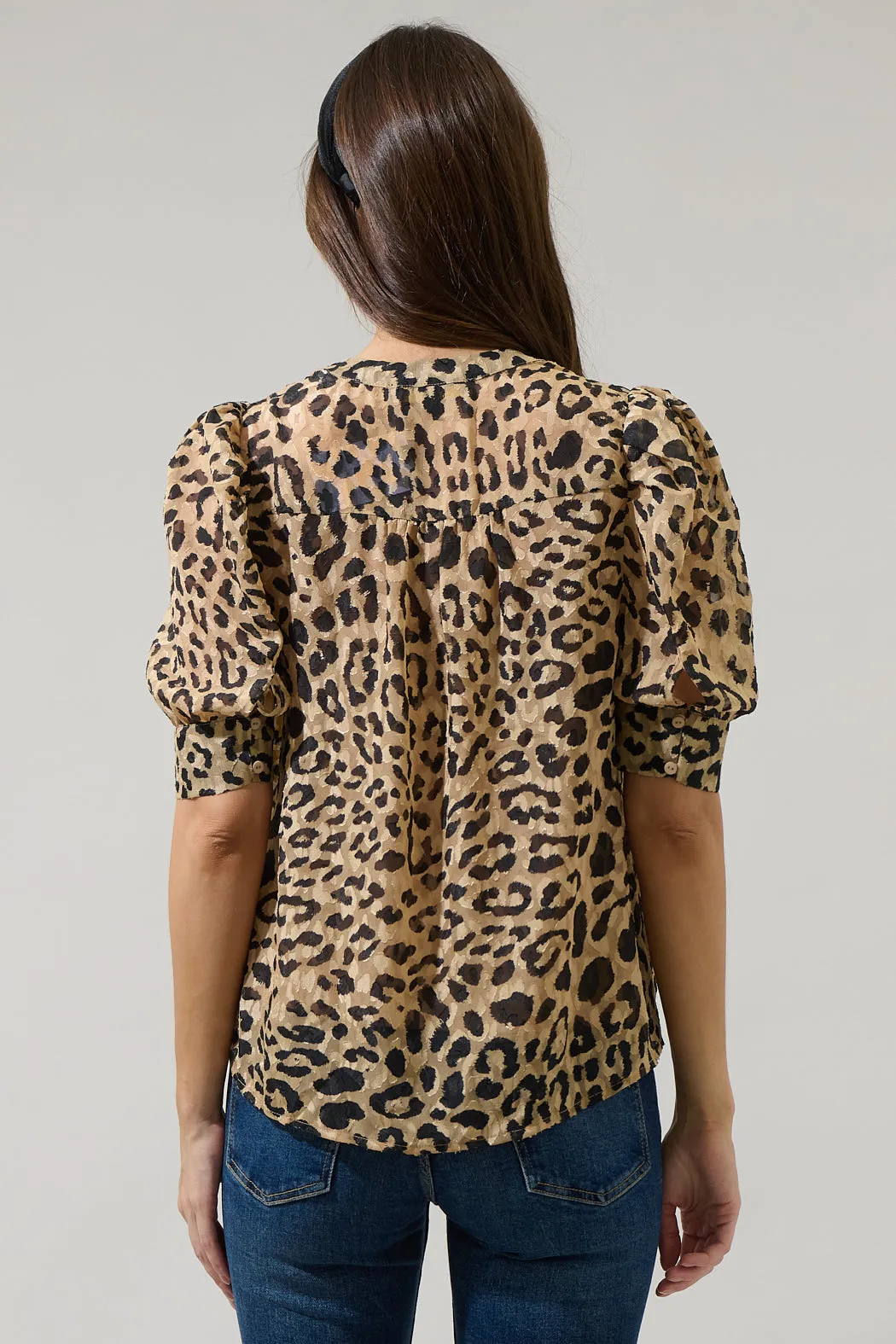 Clare Leopard Devon Button Down Blouse