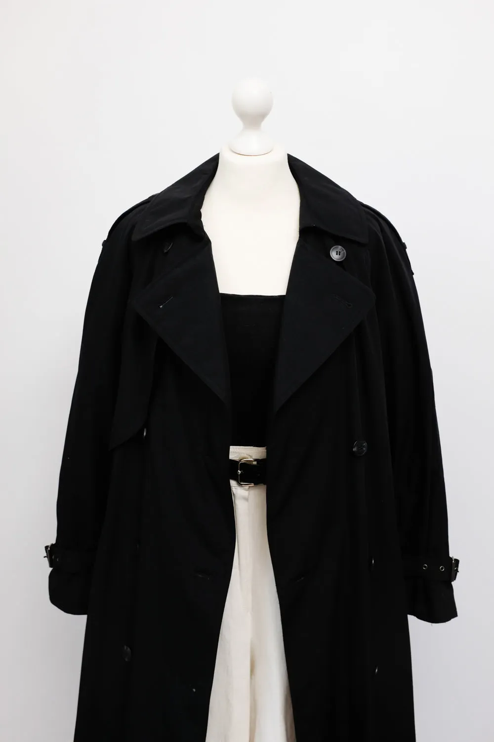 CLASSY BLACK OVERSIZE VINTAGE TRENCH COAT