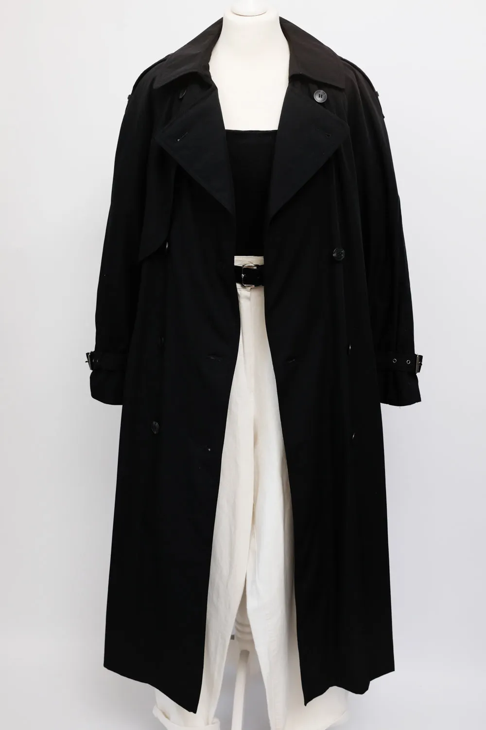 CLASSY BLACK OVERSIZE VINTAGE TRENCH COAT