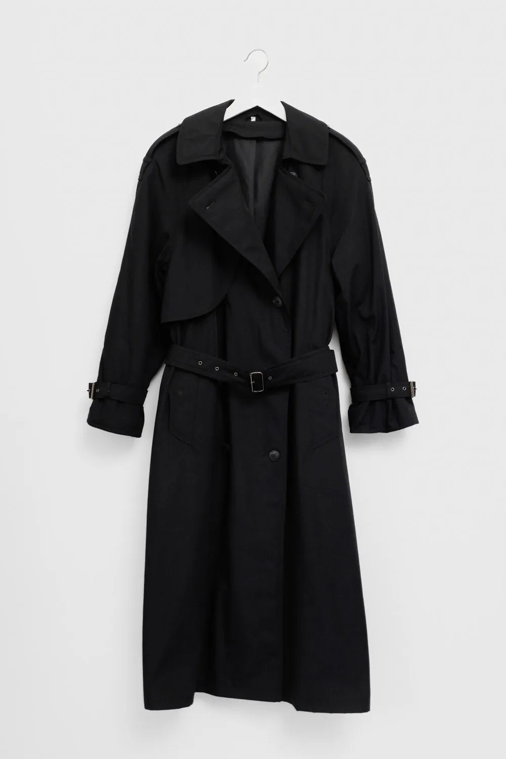 CLASSY BLACK OVERSIZE VINTAGE TRENCH COAT