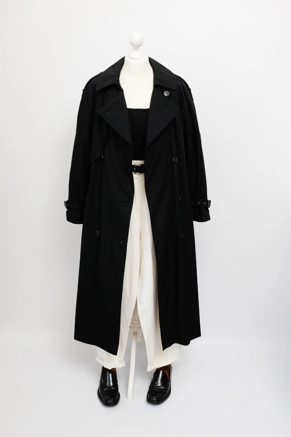 CLASSY BLACK OVERSIZE VINTAGE TRENCH COAT