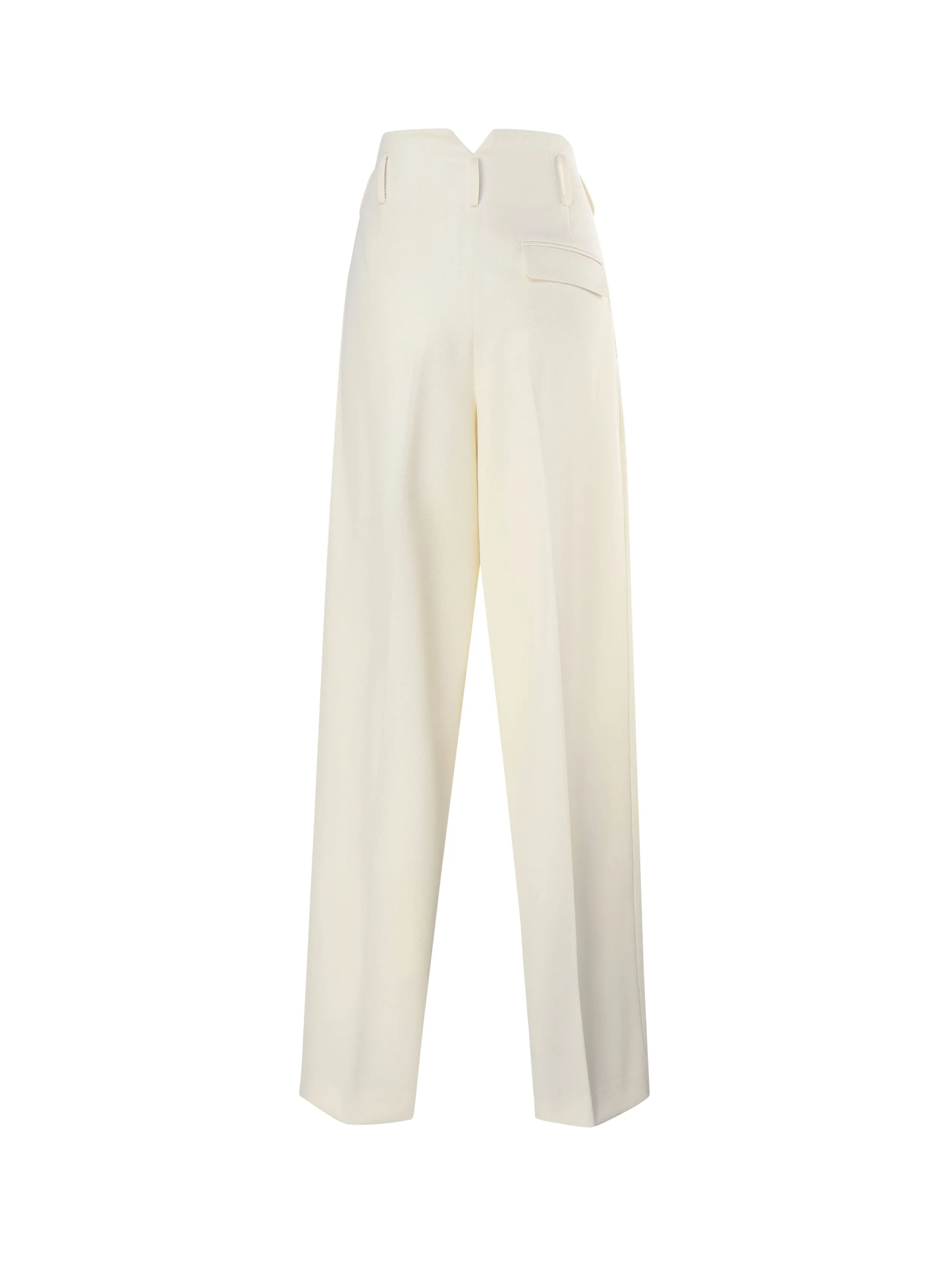 Cream High-Waisted Straight Trousers