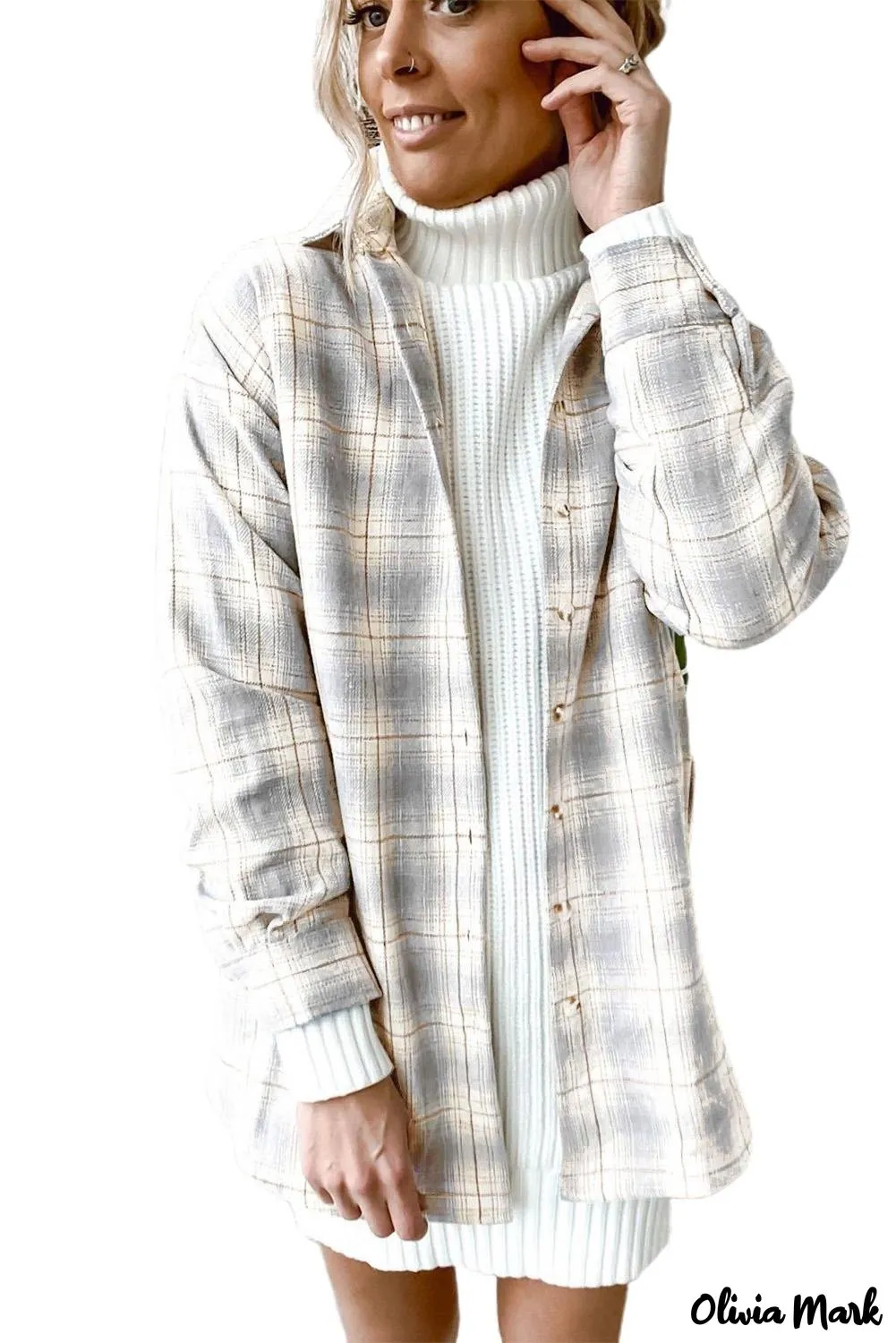 Deanwangkt - Turn-down Collar Button-Up Plaid Shirt