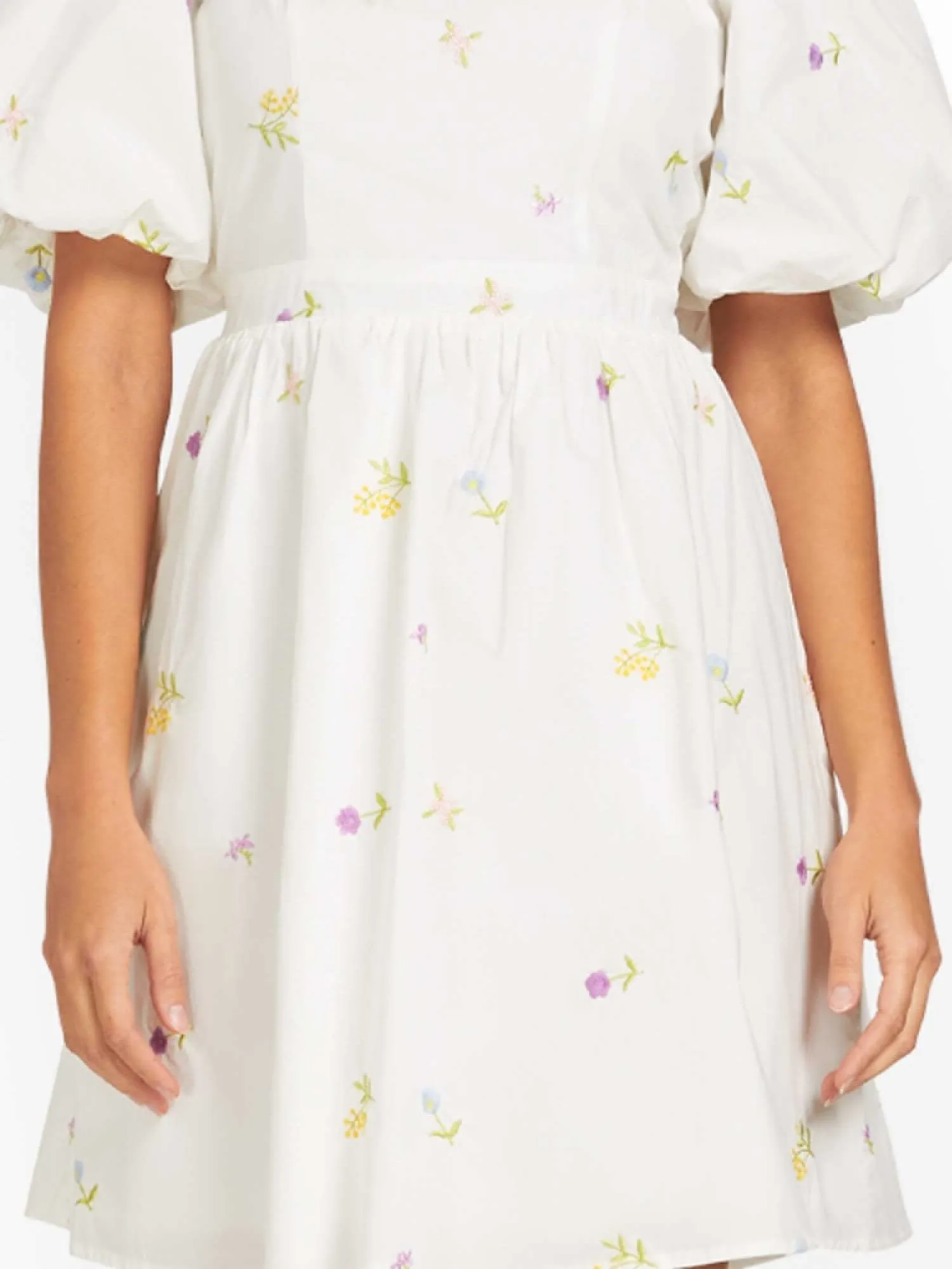 Embroidered Puff-Sleeve Mini Dress - English Factory