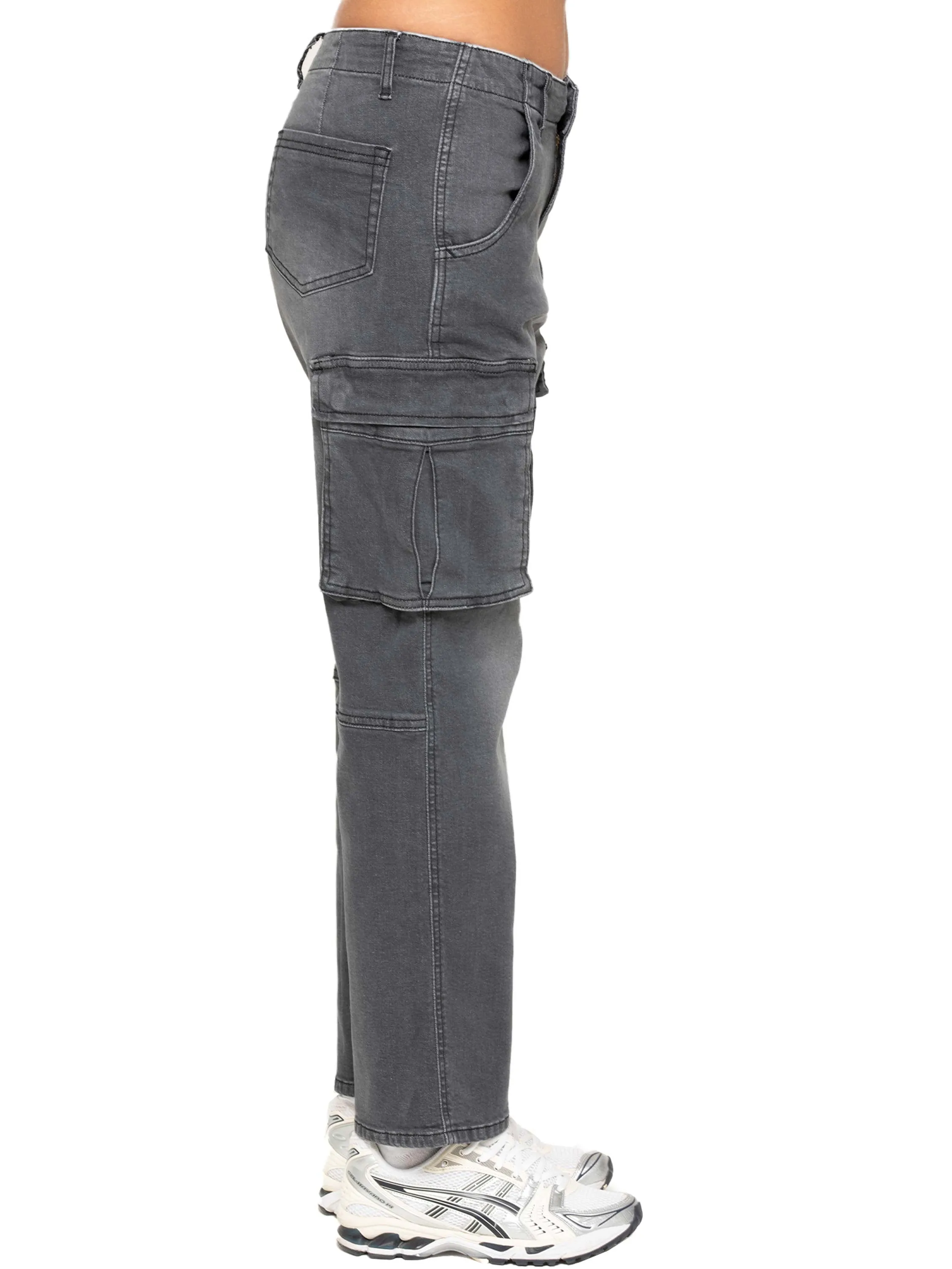 Enzo | Womens Cargo Straight Leg Jeans