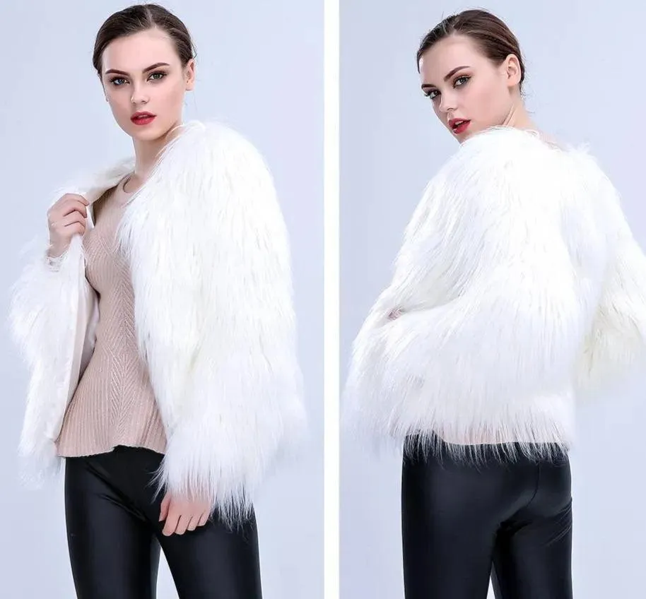 Faux Fur LED Light Up Party Coat: Up to 6XL Women's Festival, Clubbing, Party Jacket