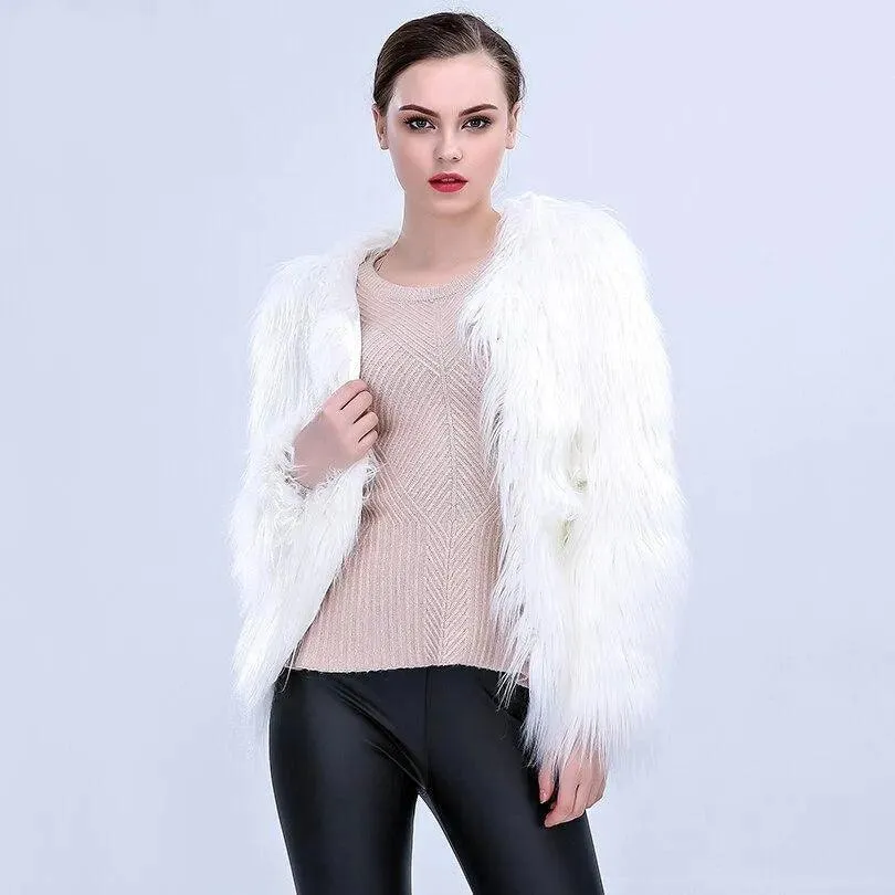 Faux Fur LED Light Up Party Coat: Up to 6XL Women's Festival, Clubbing, Party Jacket