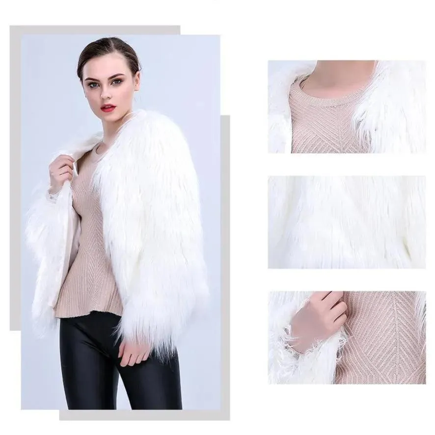 Faux Fur LED Light Up Party Coat: Up to 6XL Women's Festival, Clubbing, Party Jacket