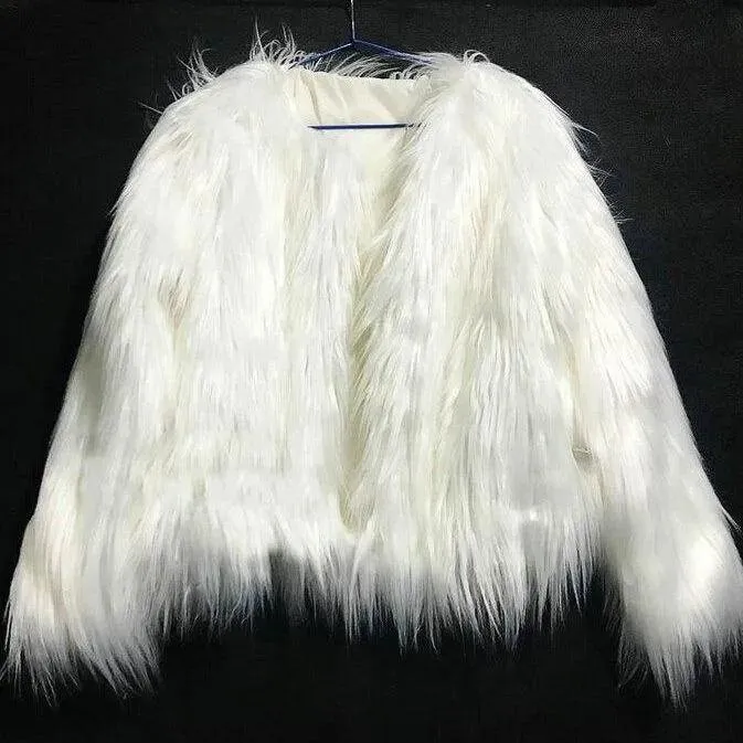 Faux Fur LED Light Up Party Coat: Up to 6XL Women's Festival, Clubbing, Party Jacket