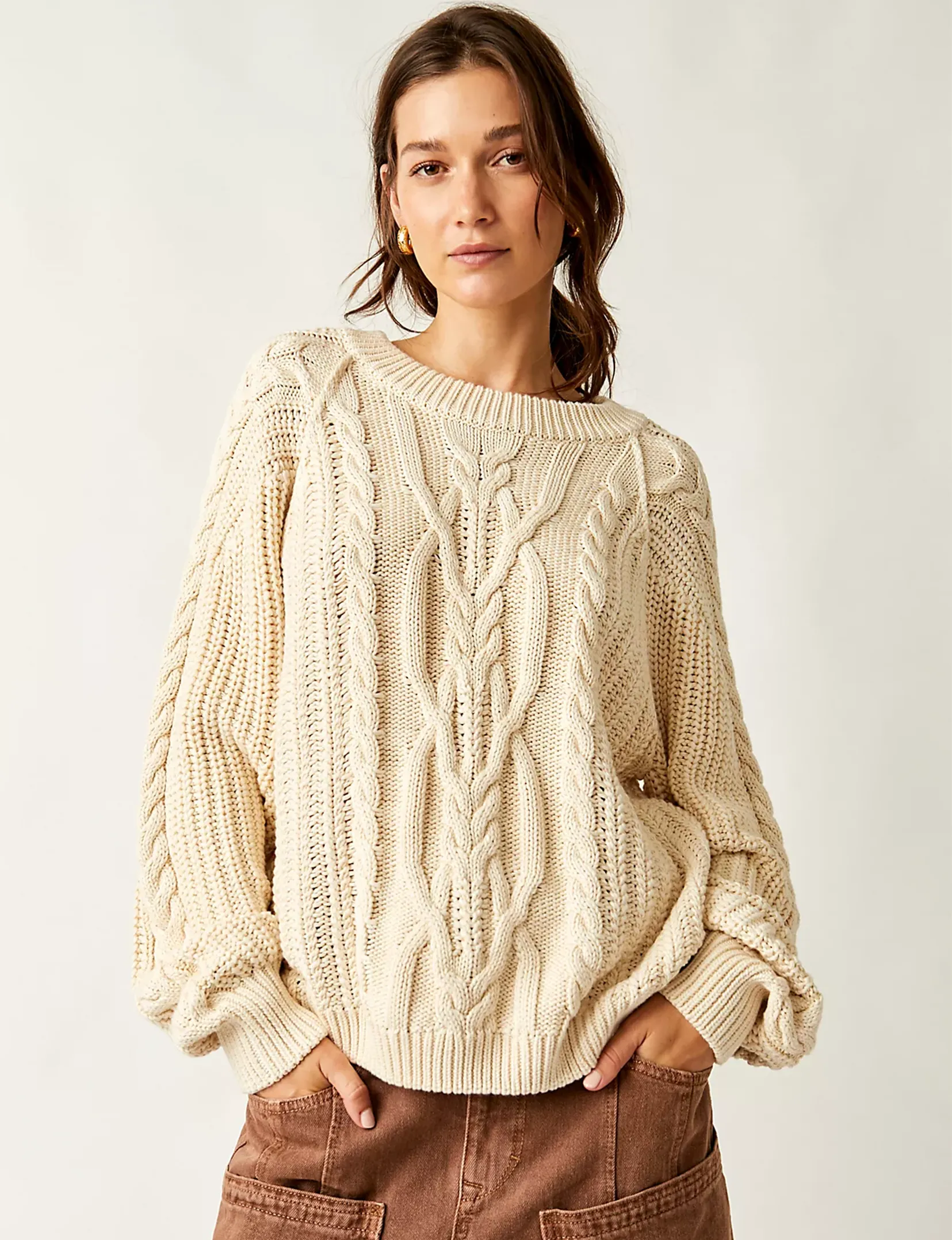 Frankie Cable Sweater, Ivory