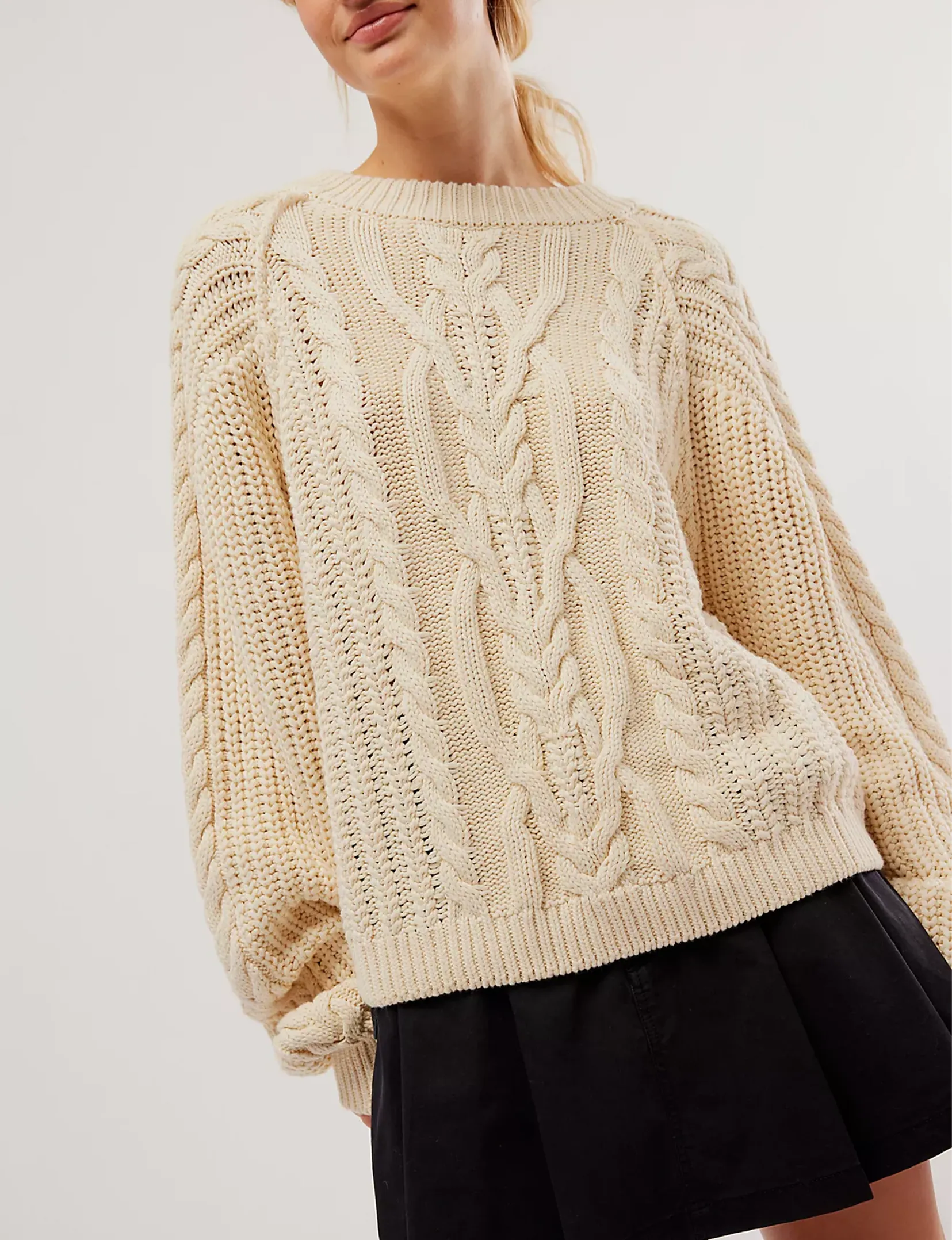 Frankie Cable Sweater, Ivory