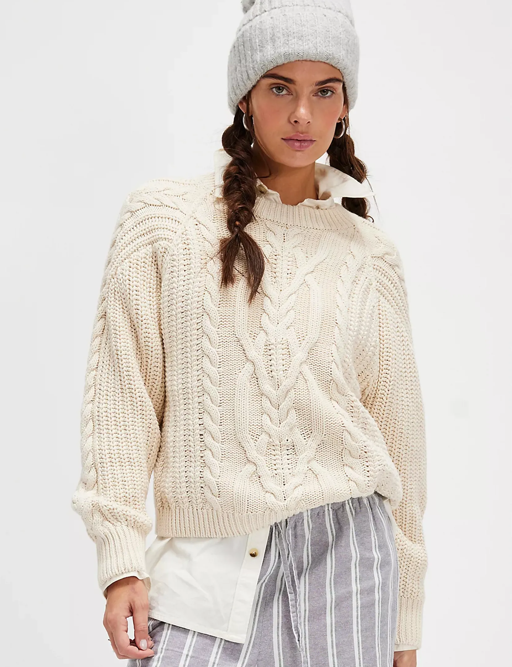 Frankie Cable Sweater, Ivory