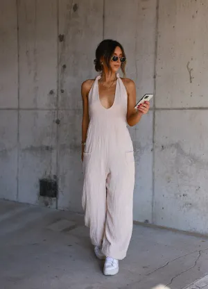 Gauze Halter Jumpsuit