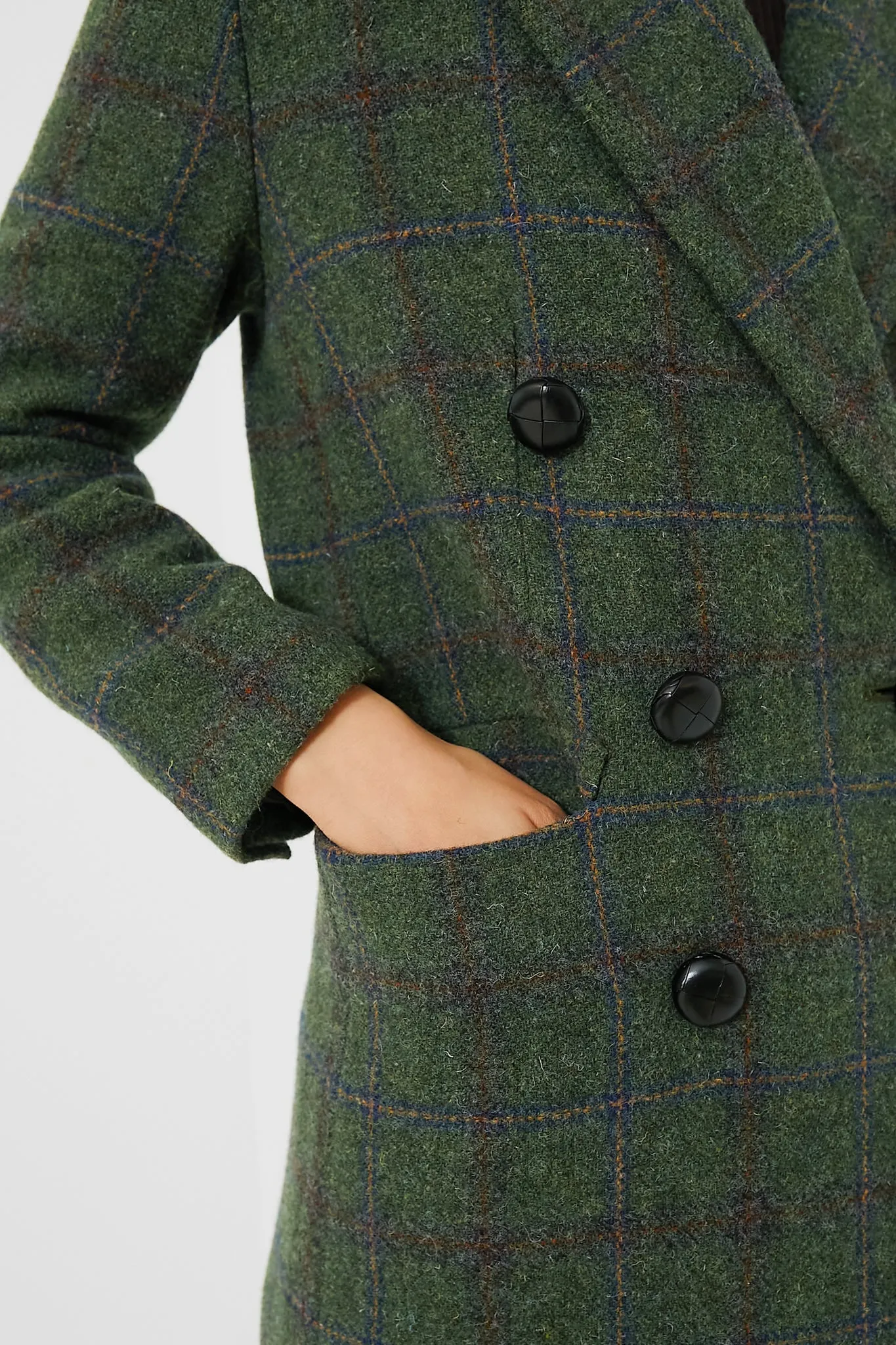 Green Plaid Wool Julius Long Coat