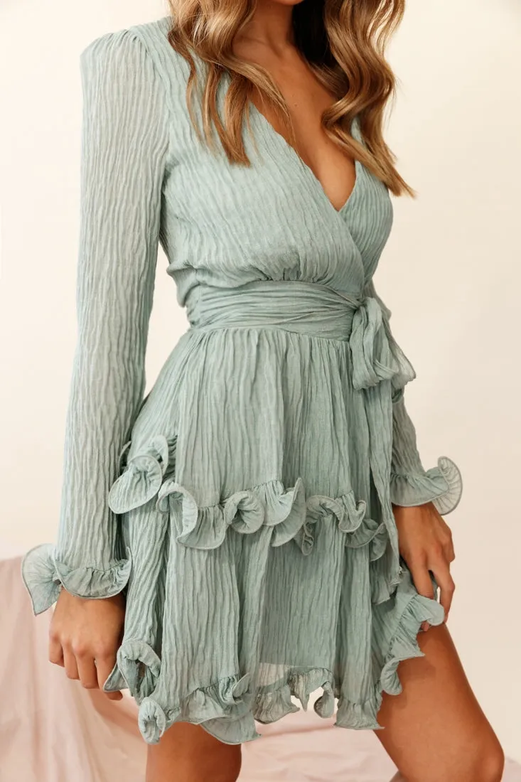 Greta Tiered Ruffle Chiffon Dress Olive