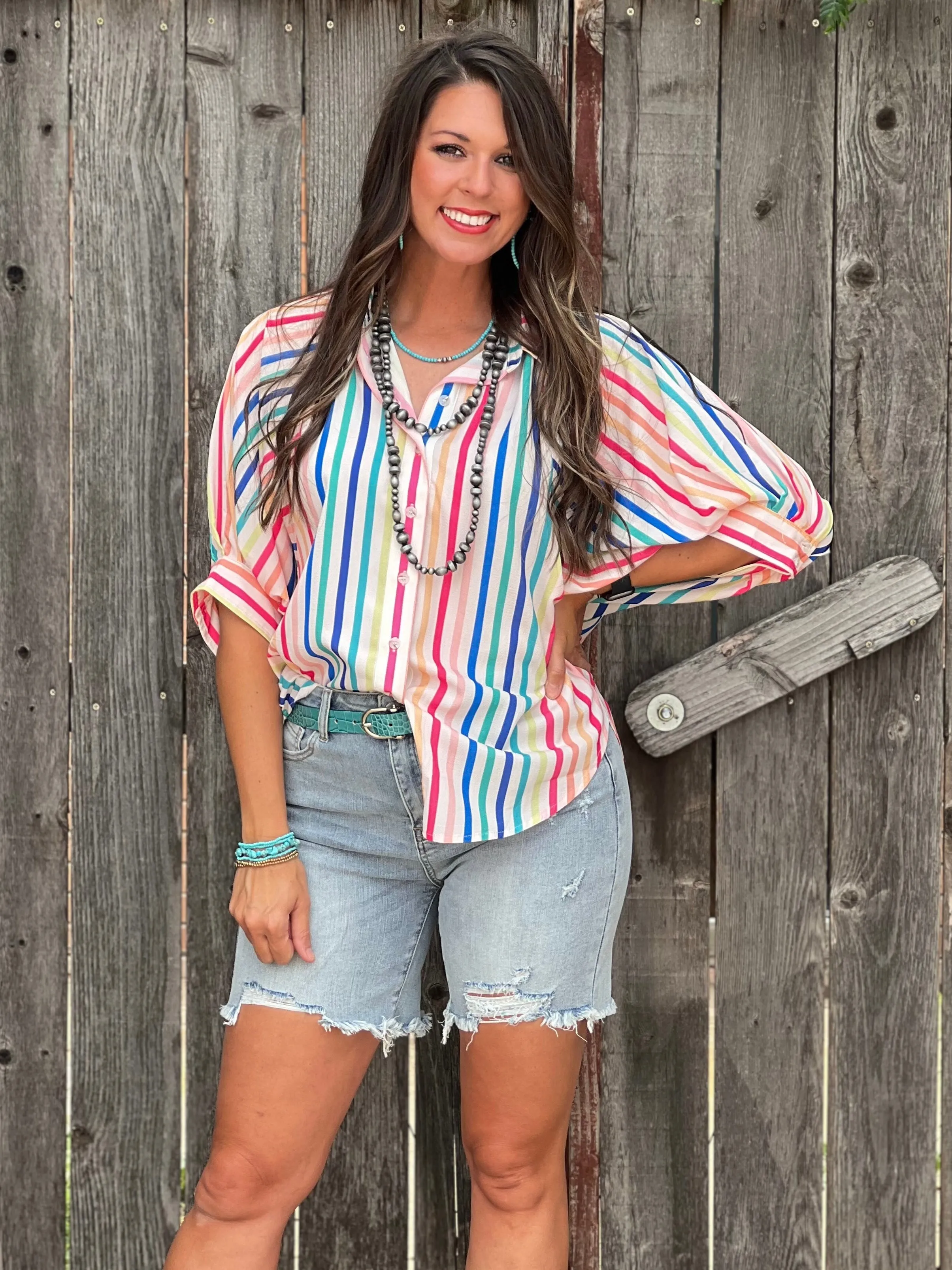 Hazel Summer Stripes Collared Blouse