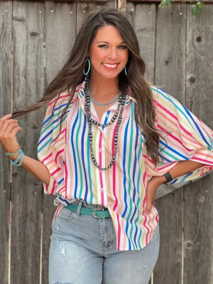 Hazel Summer Stripes Collared Blouse