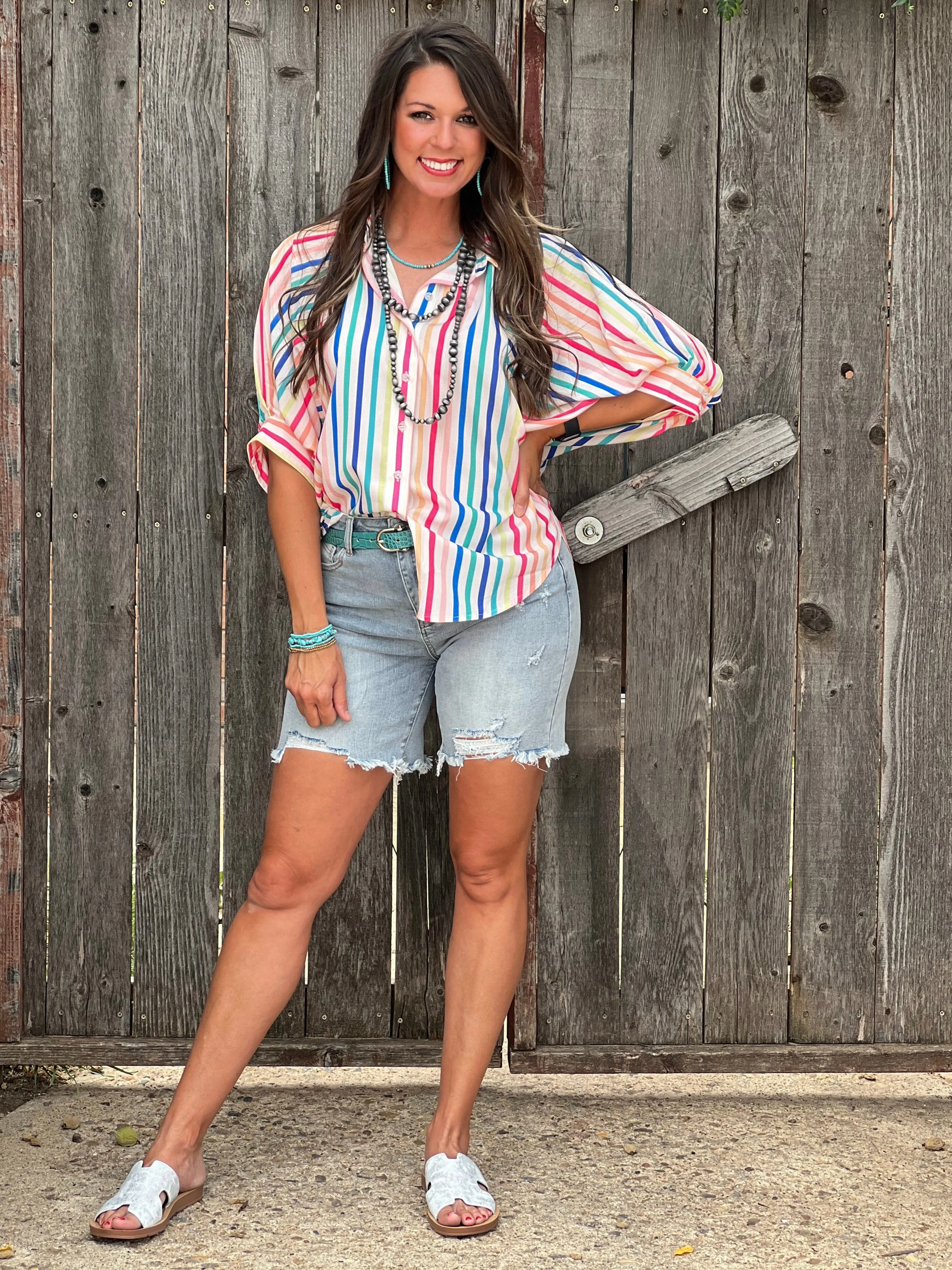 Hazel Summer Stripes Collared Blouse