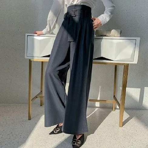 High-Waisted Pants With Belt And Pockets