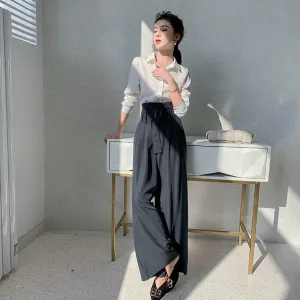 High-Waisted Pants With Belt And Pockets