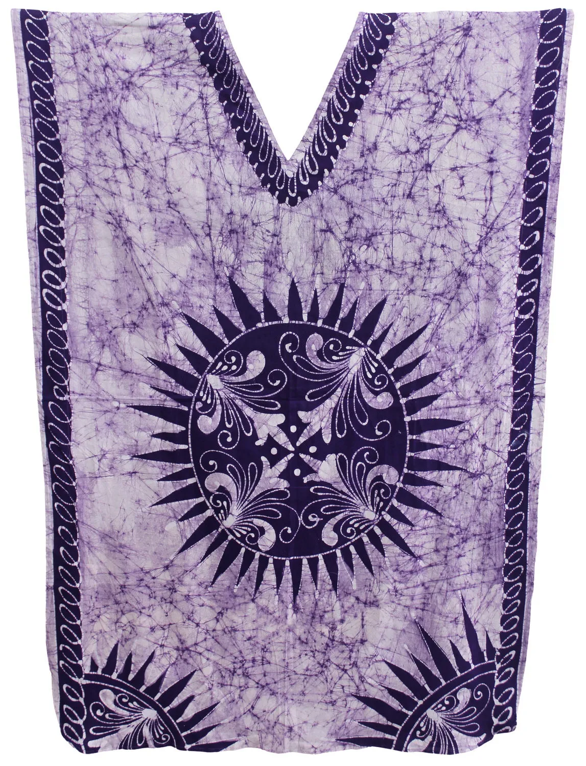 LA LEELA Cotton Batik Printed Women's Kaftan Kimono Summer Beachwear Cover up Dress OSFM 14-18W [L- 2X] Violet_Q309