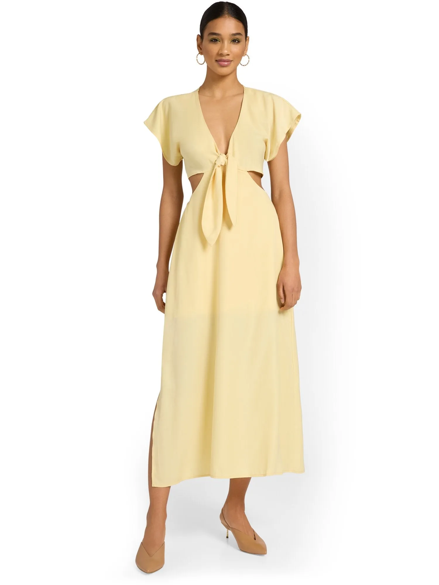 Lena Front-Knot Satin Midi Dress - Brands We Love