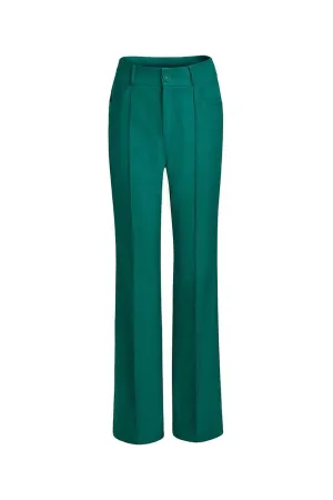 Leshley Straight High Waist Cotton Blend Floor Length Trousers