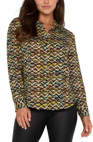 Liverpool Button Up L/S Woven Blouse / Tourmaline Multi