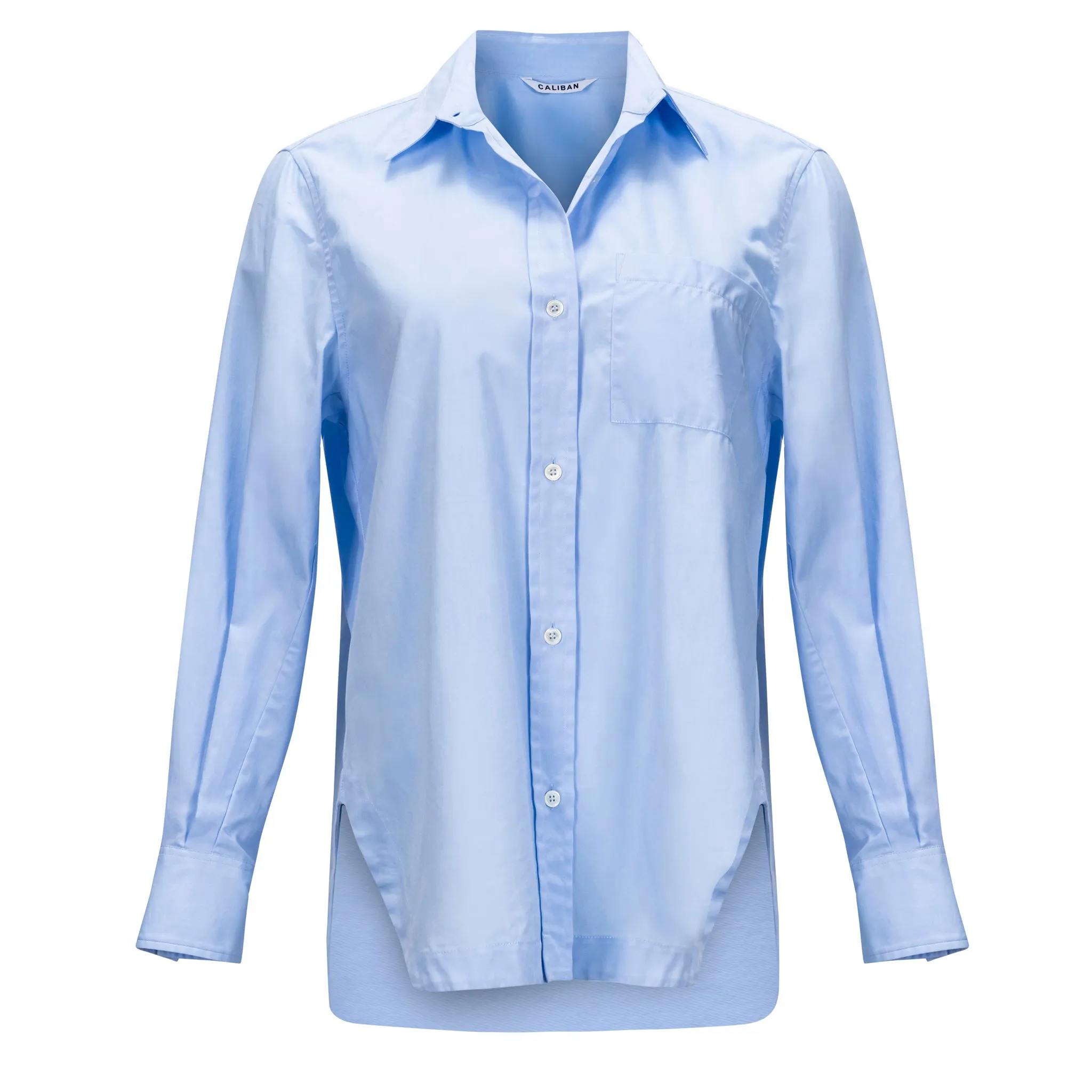 Loose Button Down Shirt with Pocket - Blue