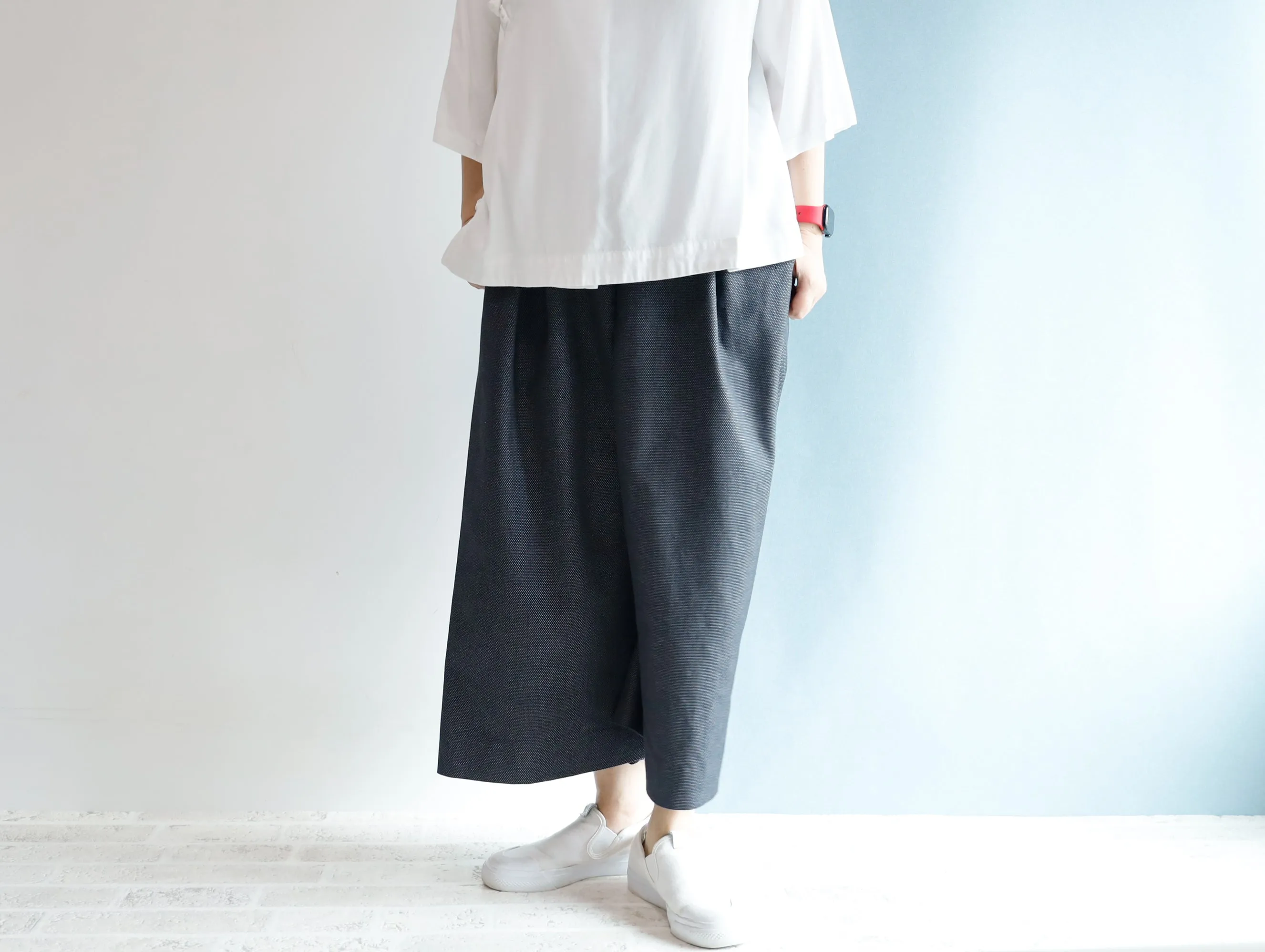 <P09D>  DOTS DENNIM   GAUCHO trousers