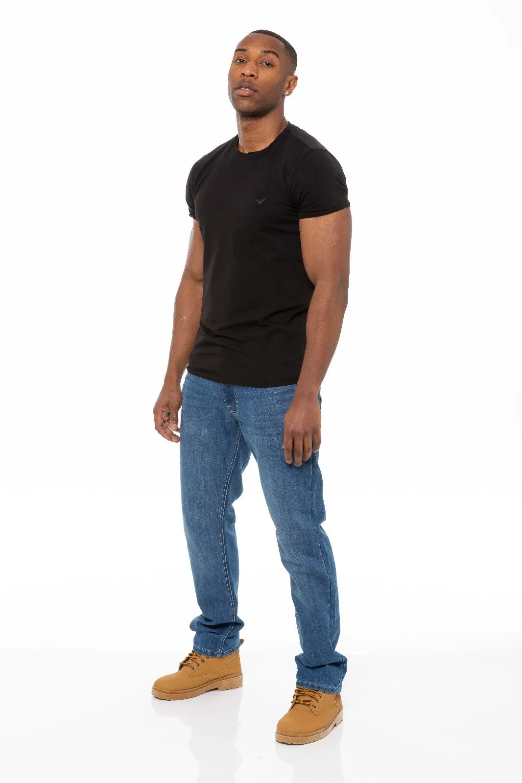 Mens Regular Tapered Fit Enzo Designer Jeans