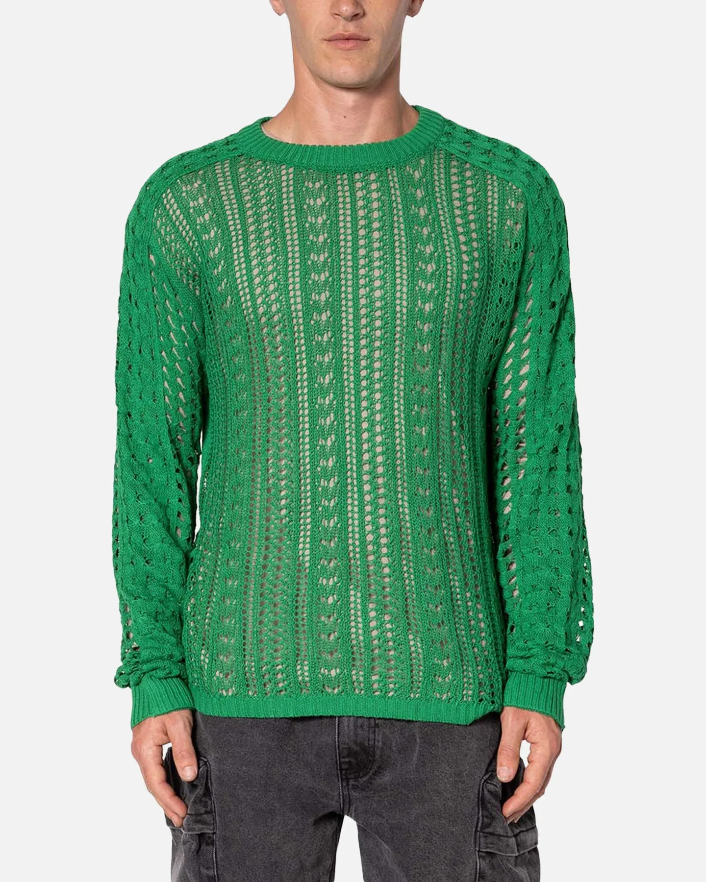 MNML Crochet Knit Sweater Green