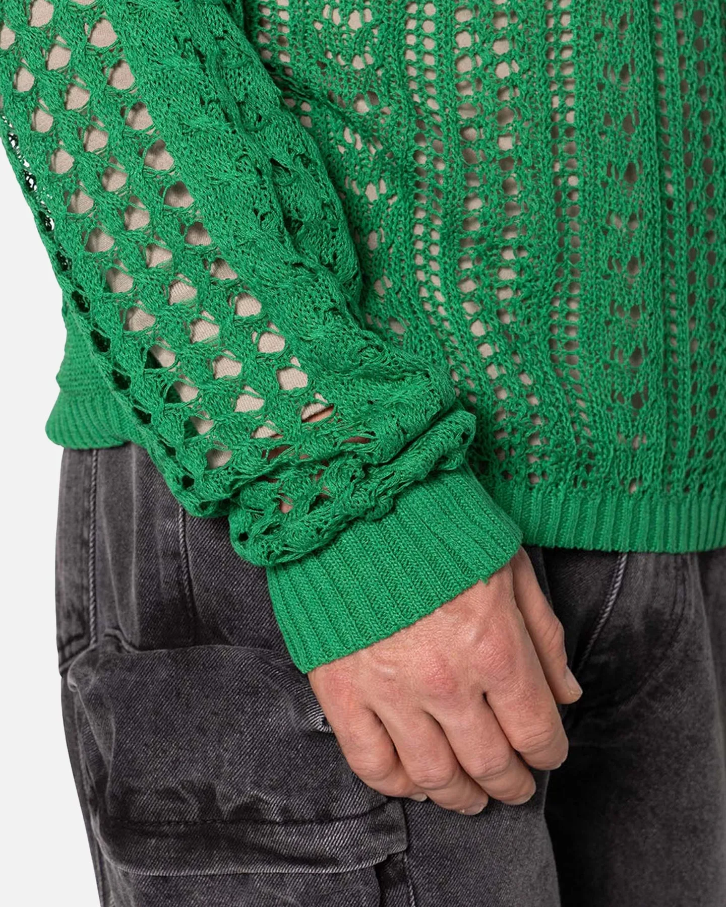 MNML Crochet Knit Sweater Green