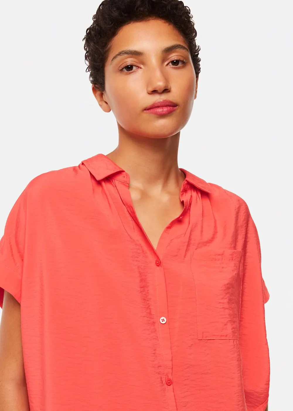 Nicola Button Through Shirt Coral