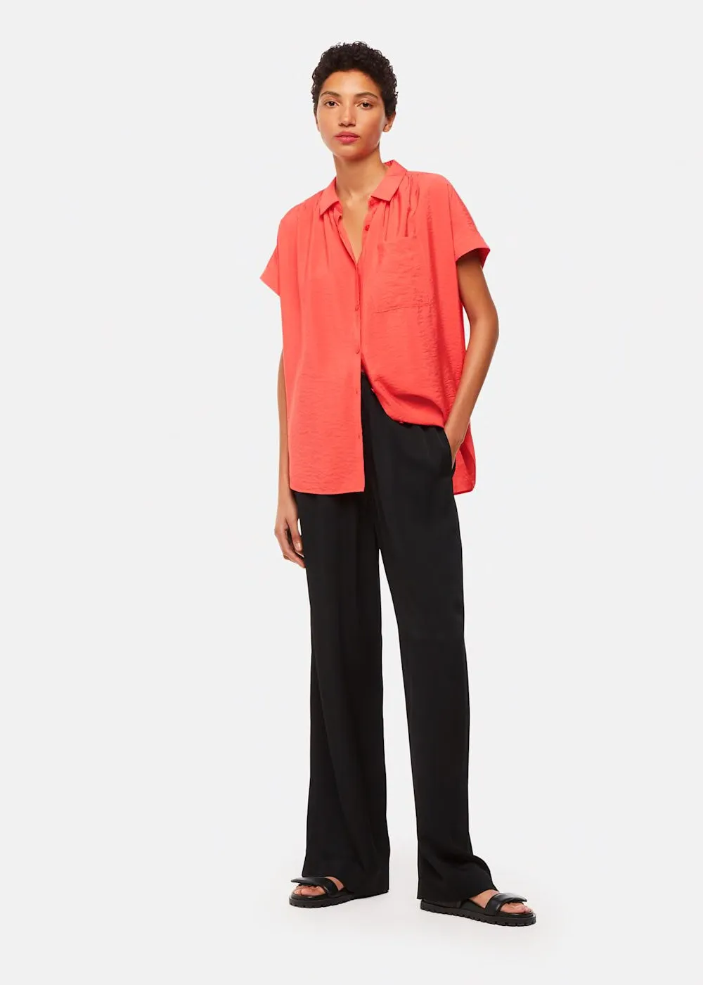 Nicola Button Through Shirt Coral