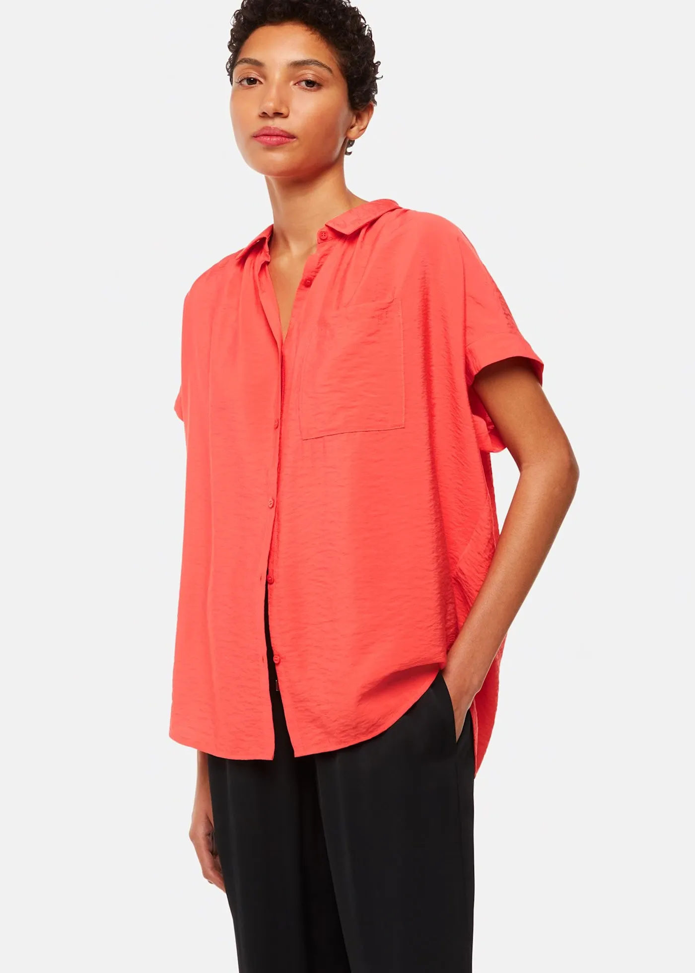 Nicola Button Through Shirt Coral