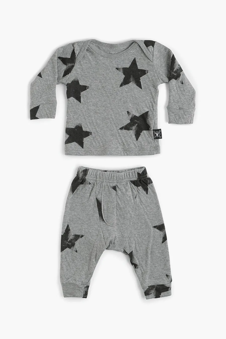 Nununu Soft Faded Star Baby Set - Heather Grey (Size 6/12M left)