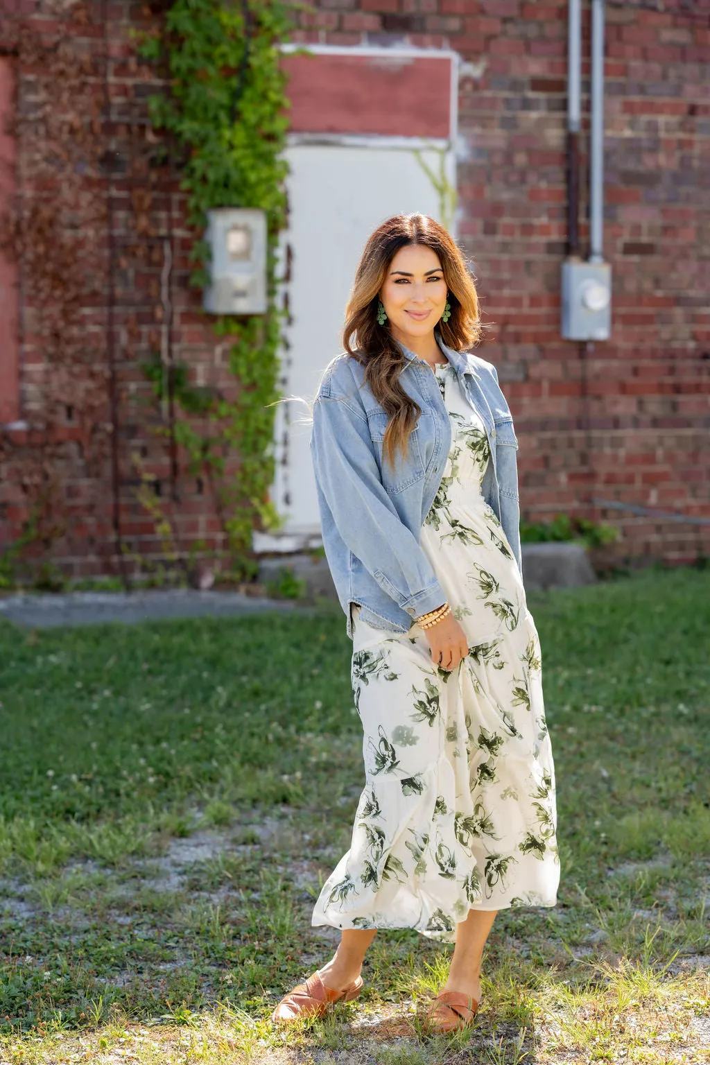 Painted Floral Tiered Maxi Dress