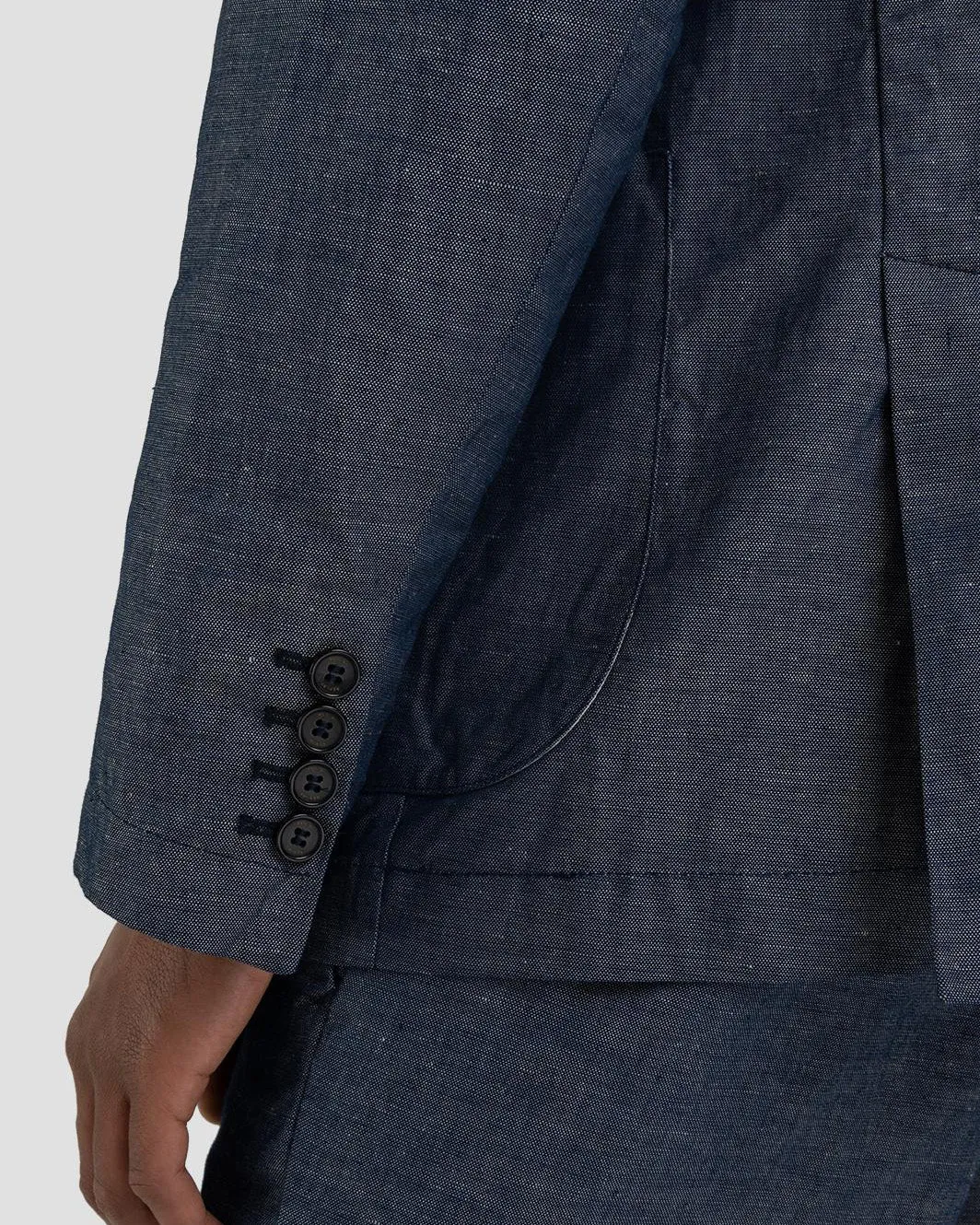 Replay Sartoriale Linen Denim Blazer Jacket - Rinsed Dark Blue