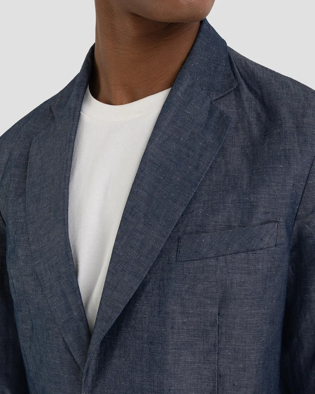 Replay Sartoriale Linen Denim Blazer Jacket - Rinsed Dark Blue