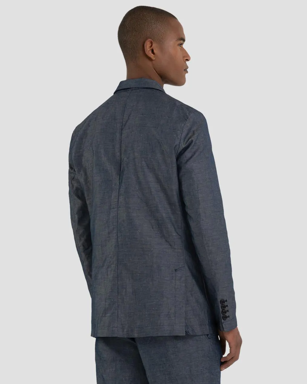 Replay Sartoriale Linen Denim Blazer Jacket - Rinsed Dark Blue