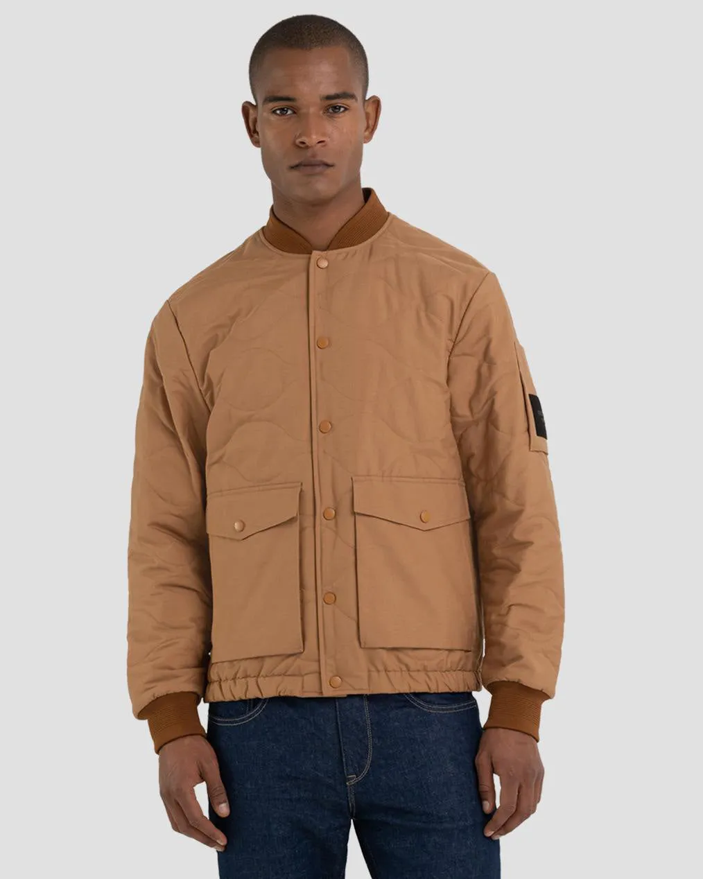 Replay Sartoriale Quilted Bomber Jacket - Biscuit