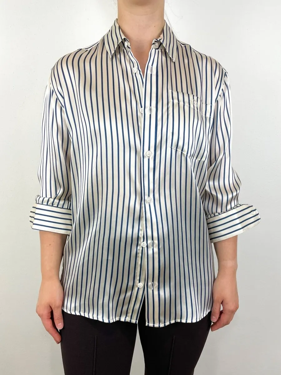 Ryan Shirt in Ivory Stripe Silk